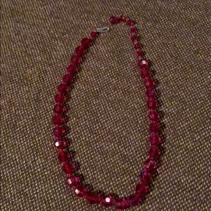 Red Glass Bead Vintage Necklace